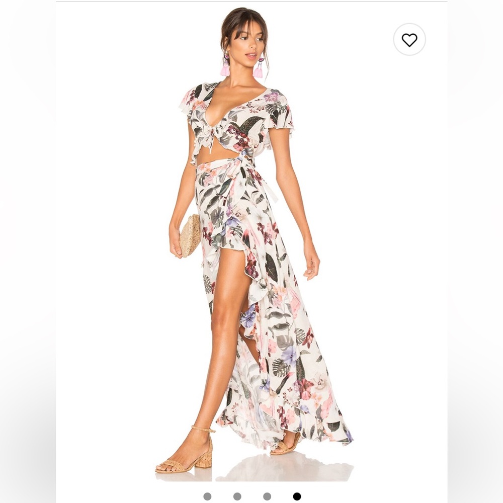 Lovers and Friends Waves for Days Wrap Skirt in ivory floral